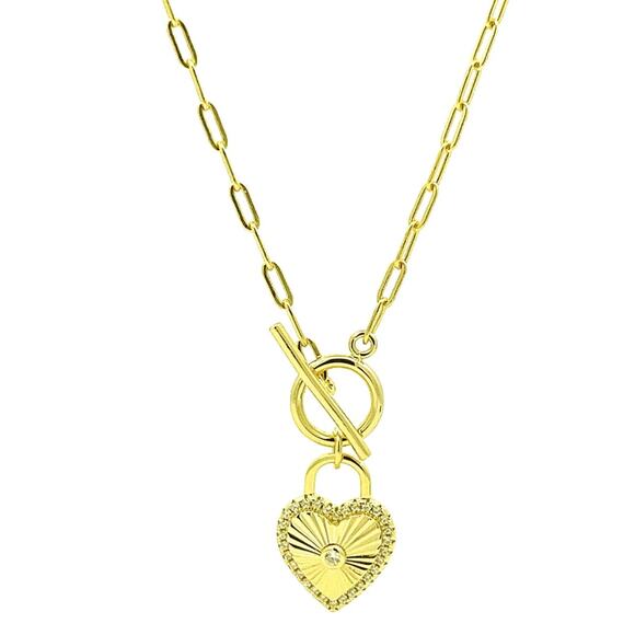 Locked Heart Gold Necklace Gold tone - Picture 1 of 5